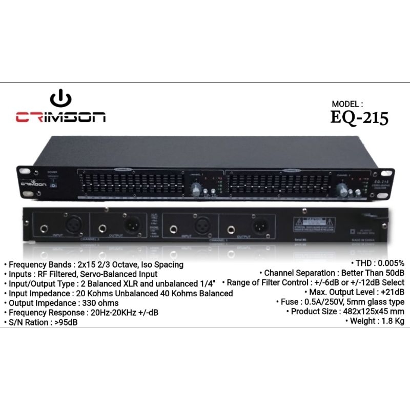 Equalizer Crimson 2 x 15 Equalizer EQ-215