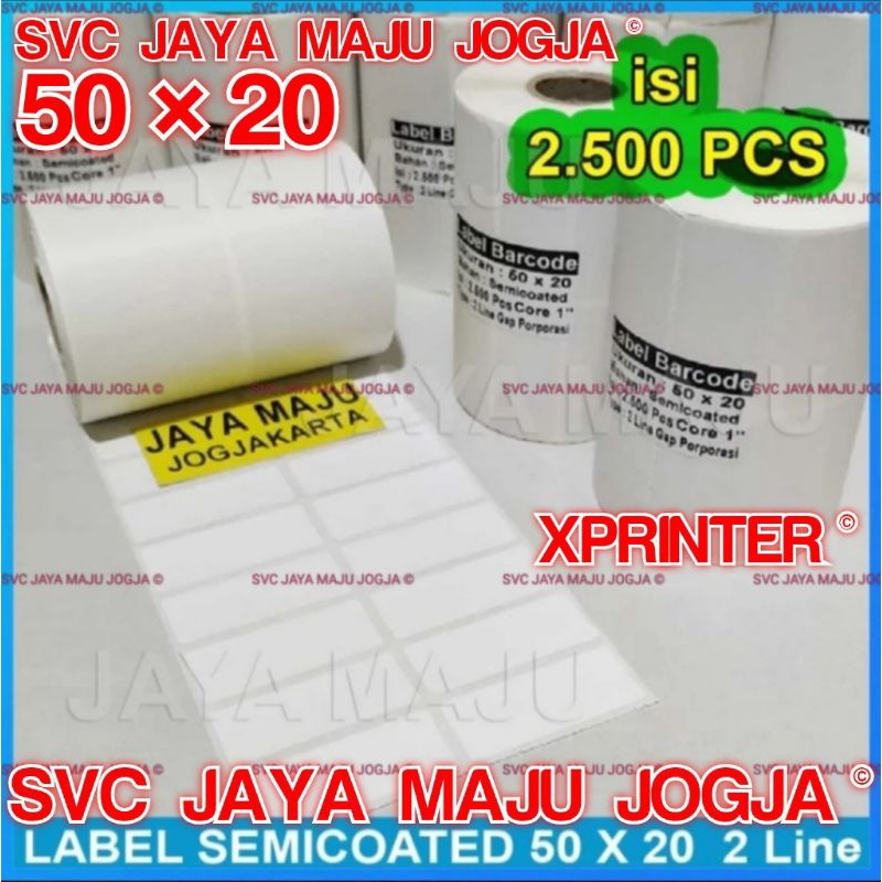 

[ XPRINTER ] 50 X 20 - 2 LINE SEMICOATED - FACE IN - ISI 2.500 PCS || CORE 1" || LABEL BARCODE THERMAL TRANSFER PAKAI RIBBON - APOTEK OBAT LABORATORIUM KLINIK BUTIK DISTRO FASHION || 50X20 - TT426B TT426 B TT 426B TT 426 B - ISI 2500 PCS