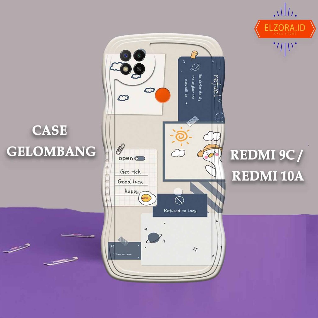 Soft Case Gelombang Hp Xiomi Redmi 9C - Xiomi Redmi 10A - Case Pro Camera - Fashion Case Motif Keren