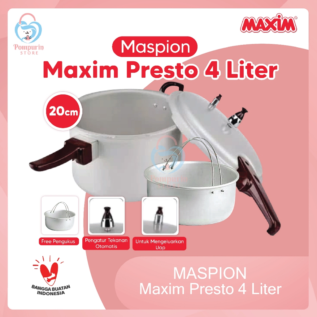 MASPION MAXIM PRESTO 4LITER 20CM - PRESSURE COOKER PANCI PRESTO