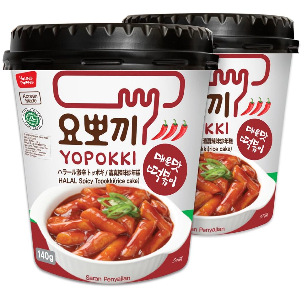 

YopokkI Spicy Topokki Cup Instan Halal/ Topokki Rice Cake 140gr