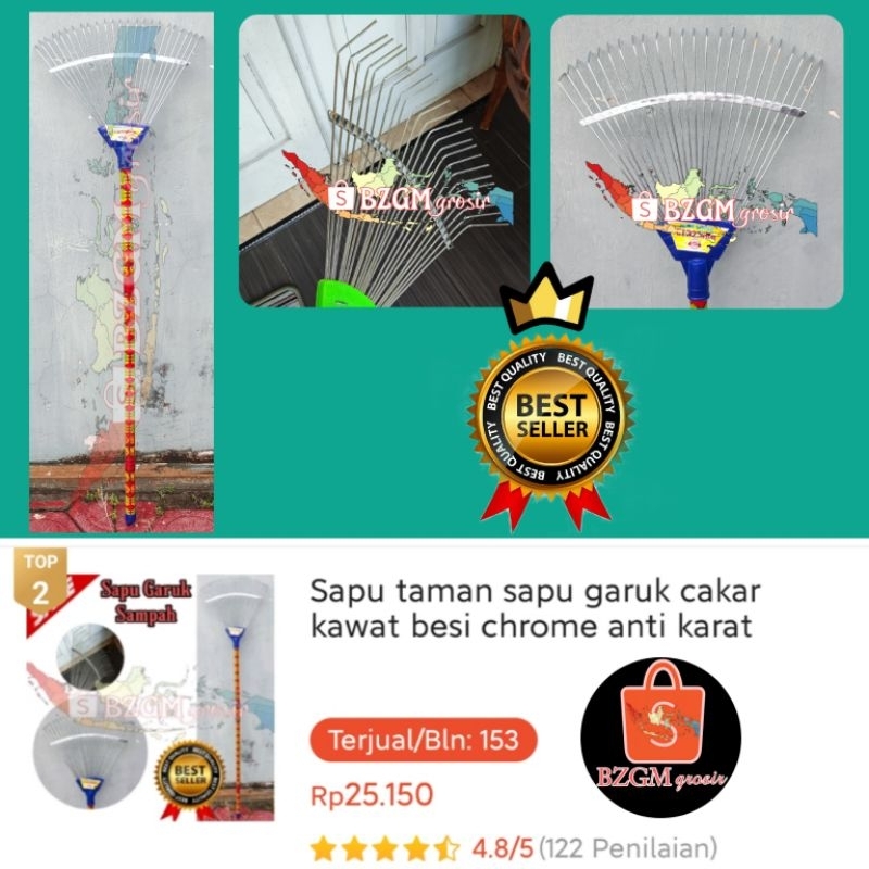 Sapu Taman Sapu Garuk Cakar Kawat Besi Chrome Anti Karat