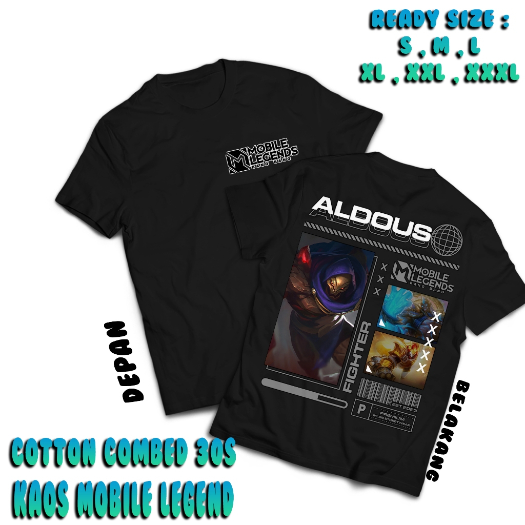 KAOS MOBILE LEGEND HERO ALDOUS - KAOS HERO ALDOUS FIGHTER - KAOS ML VIRAL - T-SHIRT PRIA - KAOS MLBB