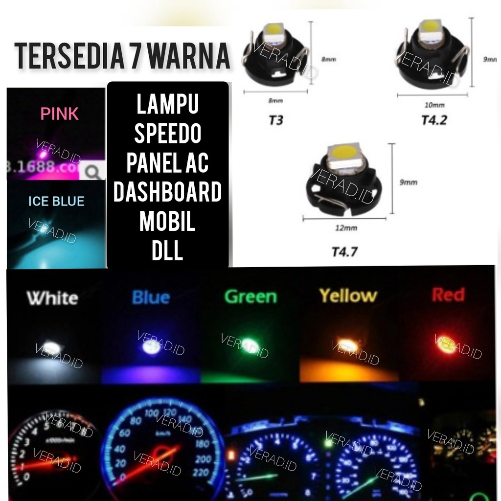 LAMPU PANEL AC MOBIL T3 T4,2 T4,7 LAMPU LED SPEEDOMETER
