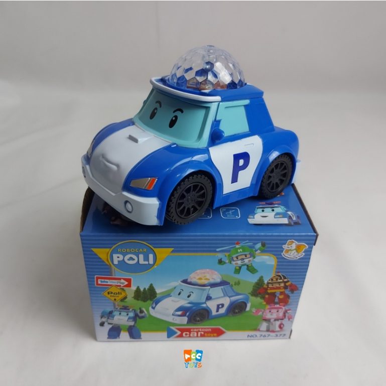 Mainan Mobil Robocar Poli Baterai Lampu 3D