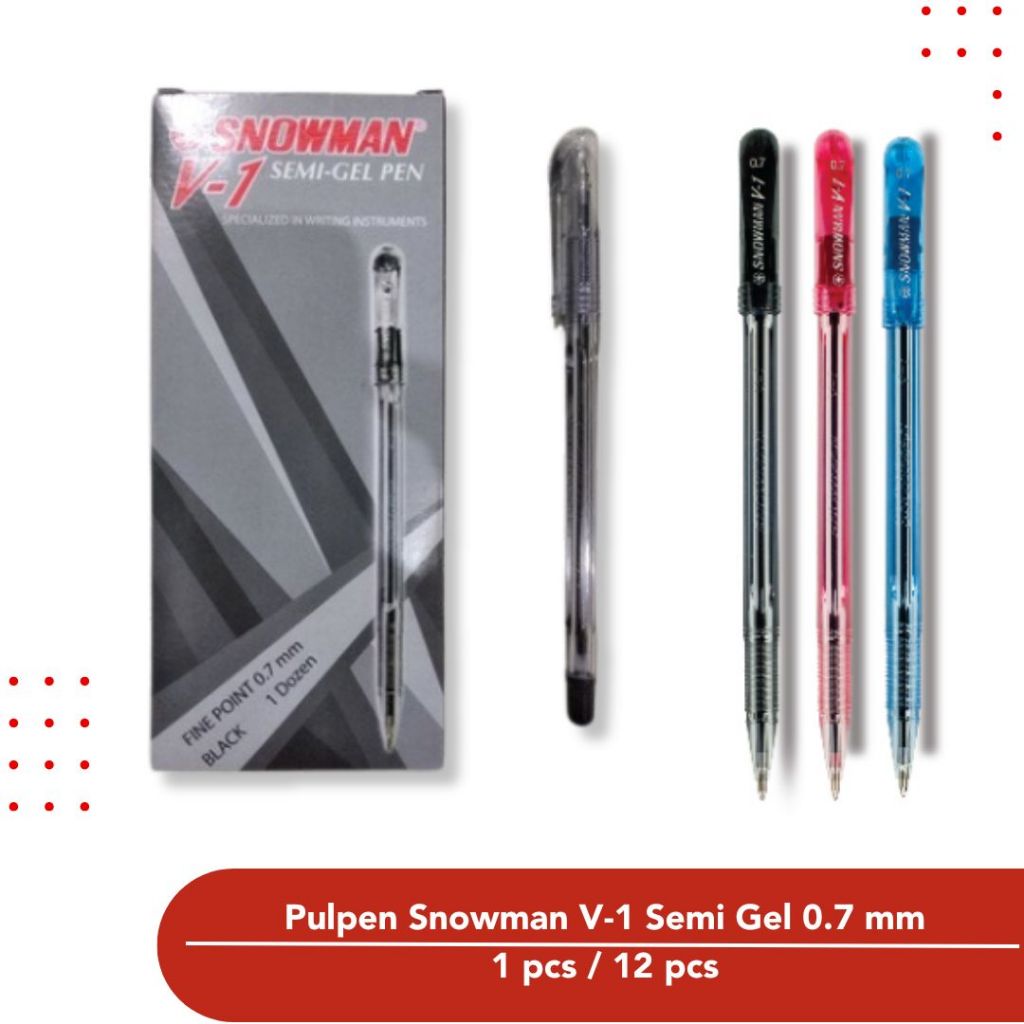 

Pulpen Pena Bolpoin Snowman V-1 Semi Gel Pen 0.7 mm