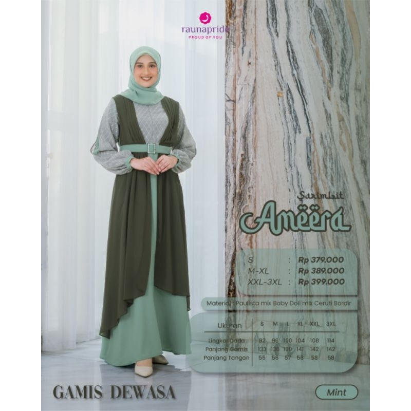 NEW SARIMBIT RAUNAPRIDE AMEERA MINT/SARIMBIT KELUARGA/FAMILY SET/SERAGAM LEBARAN TERBARU/RAUNAPRIDE