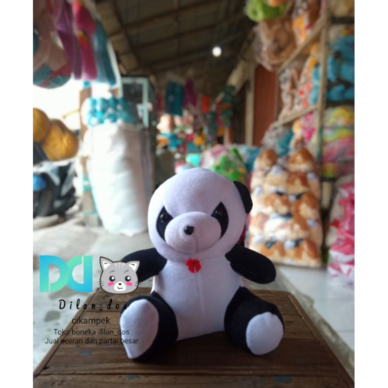 Boneka  teddy bear panda hitam putih ukuran 25 cm