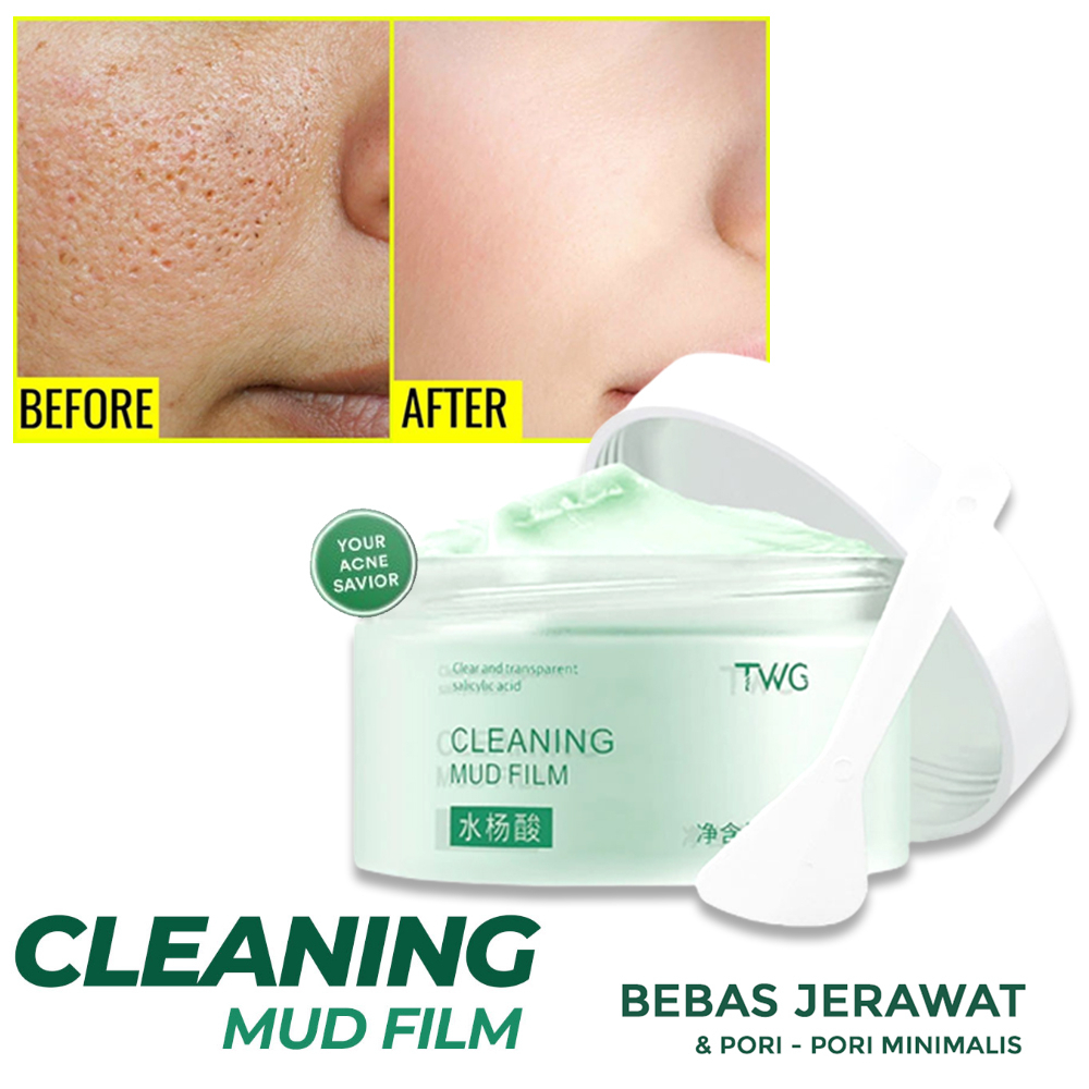 TWG Mugwort Clay Mask Pore Cleaning Mud Film- Masker Jerawat Pori Pori Komedo AMPUH