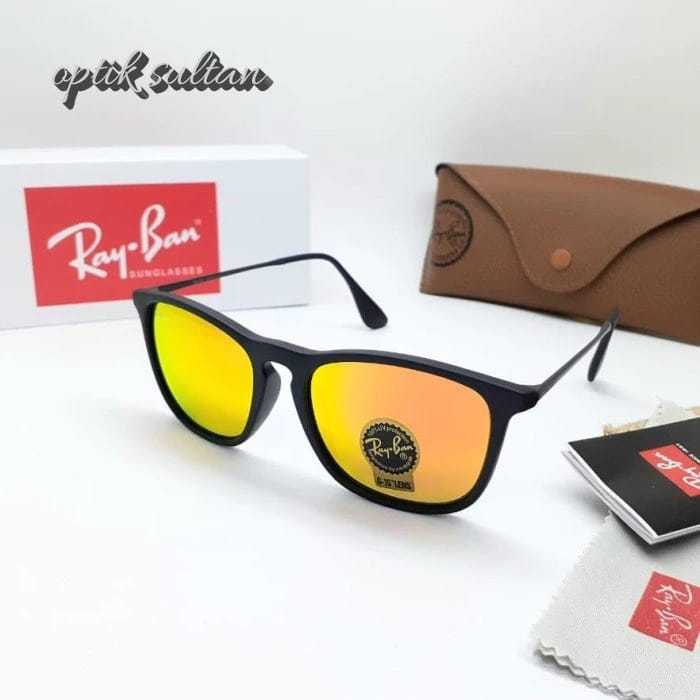 Kacamata Sunglasses Rayban Chris 4187 Lensa Kaca Mirror Mewah Branded Authentic Sunglasses