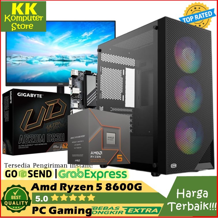Pc Rakitan Gaming AMD Ryzen 5 8600G -Ram 32Gb Pc Gaming Fulset Monitor
