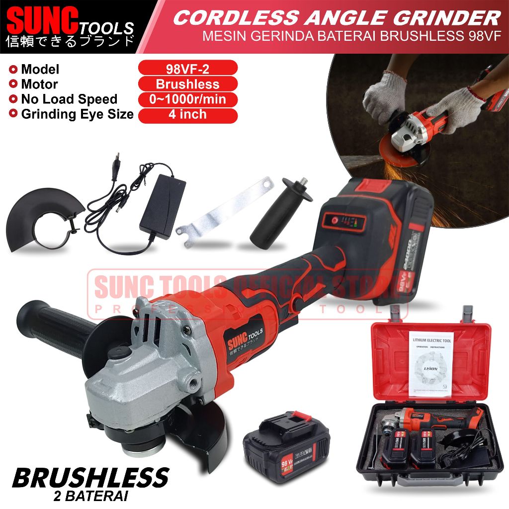 SUNC TOOLS Angle Grinder Mesin Gerinda Baterai Cordless 98VF 98V 98 V