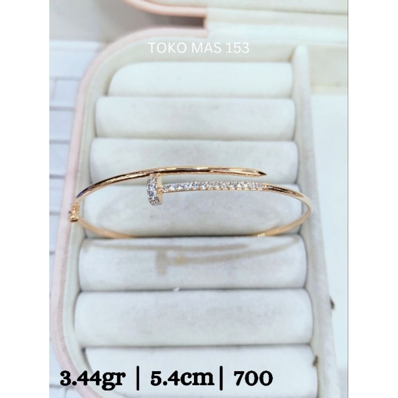 WAJIB TANYA STOK Realpict Gelang Bangle Paku Spiral mpp 1/2 polos Emas Asli Kadar 700