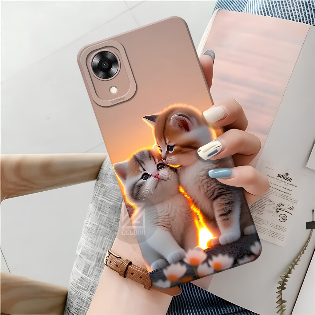 Softcase OPPO A17K - ZELORA - Case OPPO A17K - Fashion Case Kucing - Silikon Tpu Pro Camera - Casing