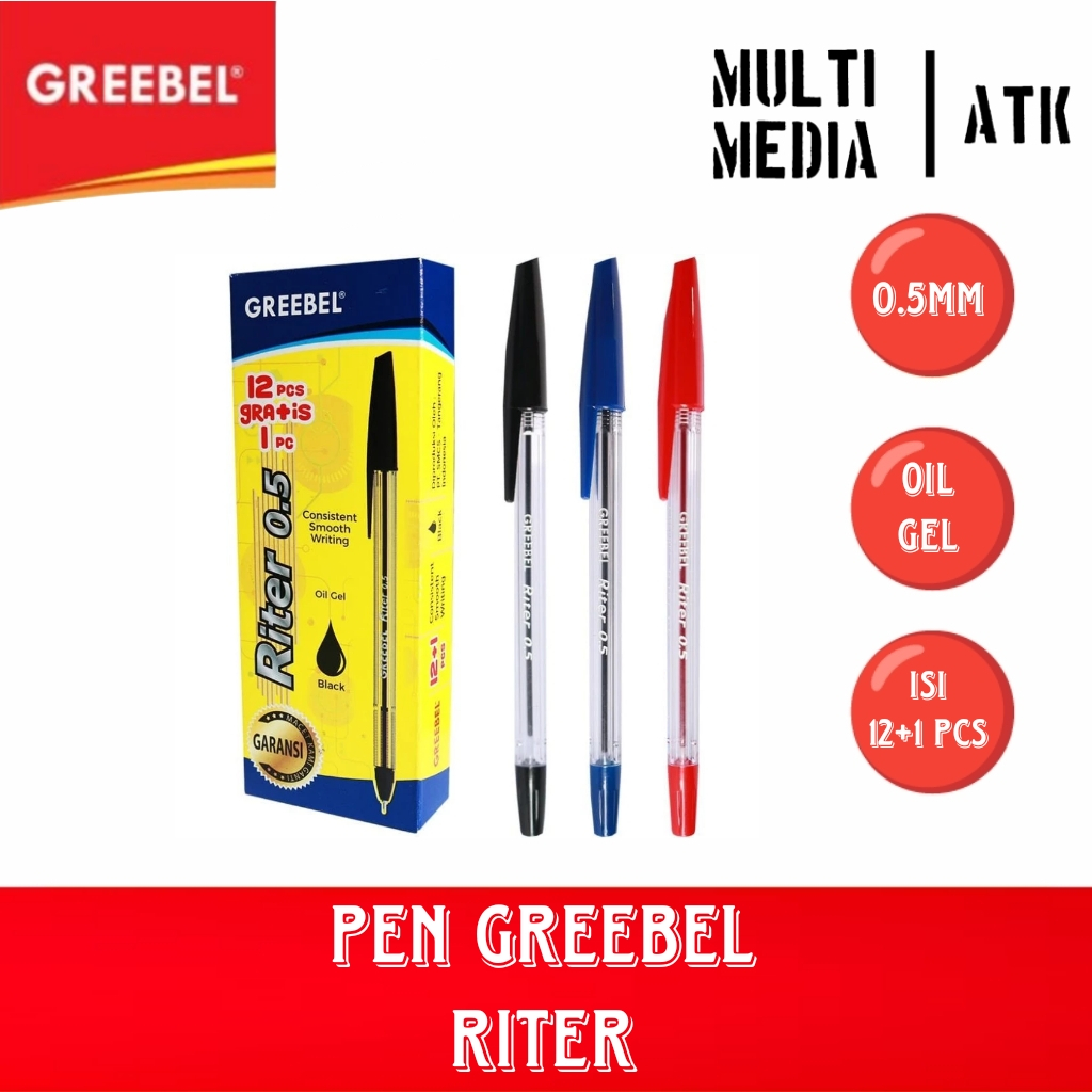 

PEN GREEBEL RITER 0.5MM / PULPEN SEMI GEL GREEBEL 0.5 [12PCS + BONUS 1PCS]
