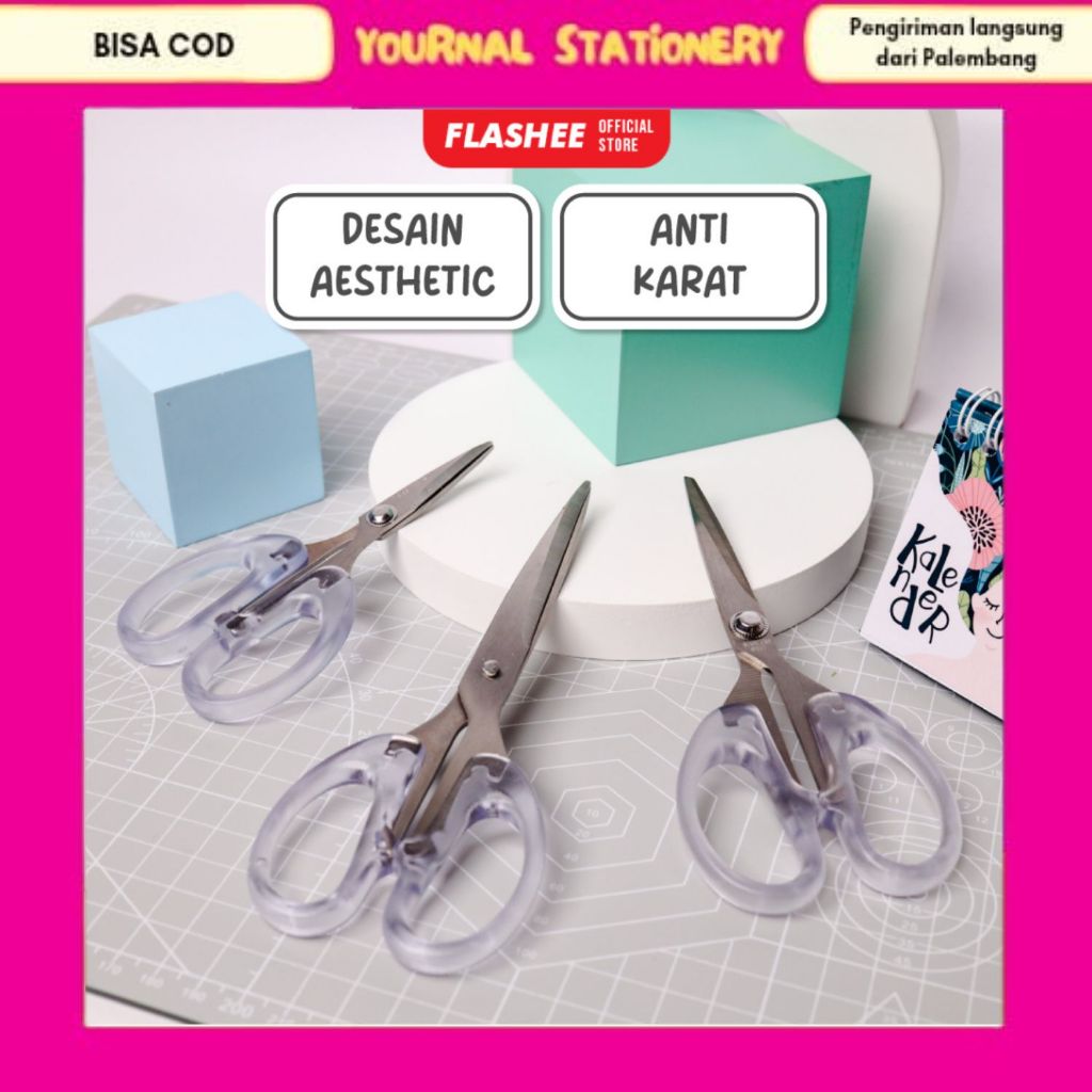 

Gunting Transparan Flashee Aesthetic 3 Ukuran Gunting Dagang Tahan Karat Gunting Stainless Steel Transparan Untuk Sekolah dan Kantor