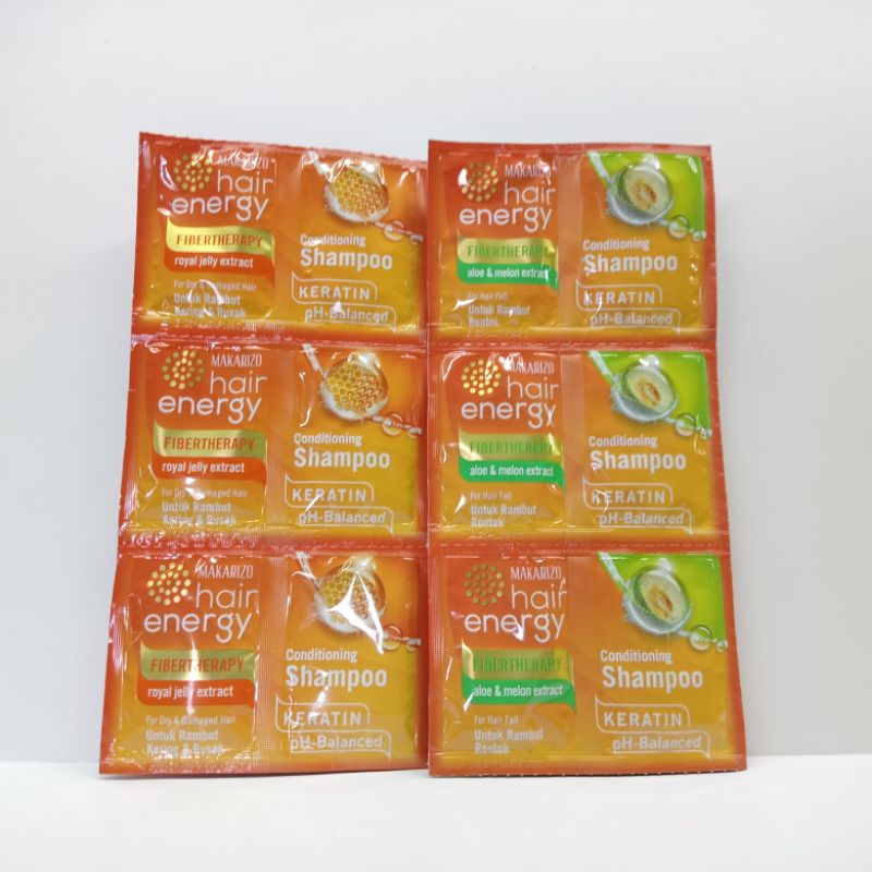 ( 1 renceng / 12 sachet ) Makarizo hair energy shampoo conditioning keratin