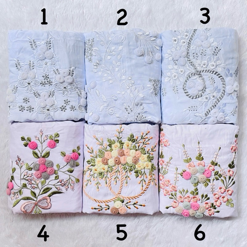 MUKENA BORDIR TILE TERUSAN LAJURAN DEWASA JUMBO RAYON PUTIH