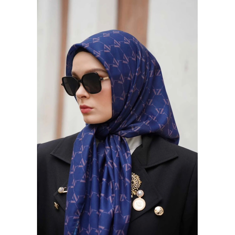 Vivi Zubedi - Monogram Voal Scarf Navy