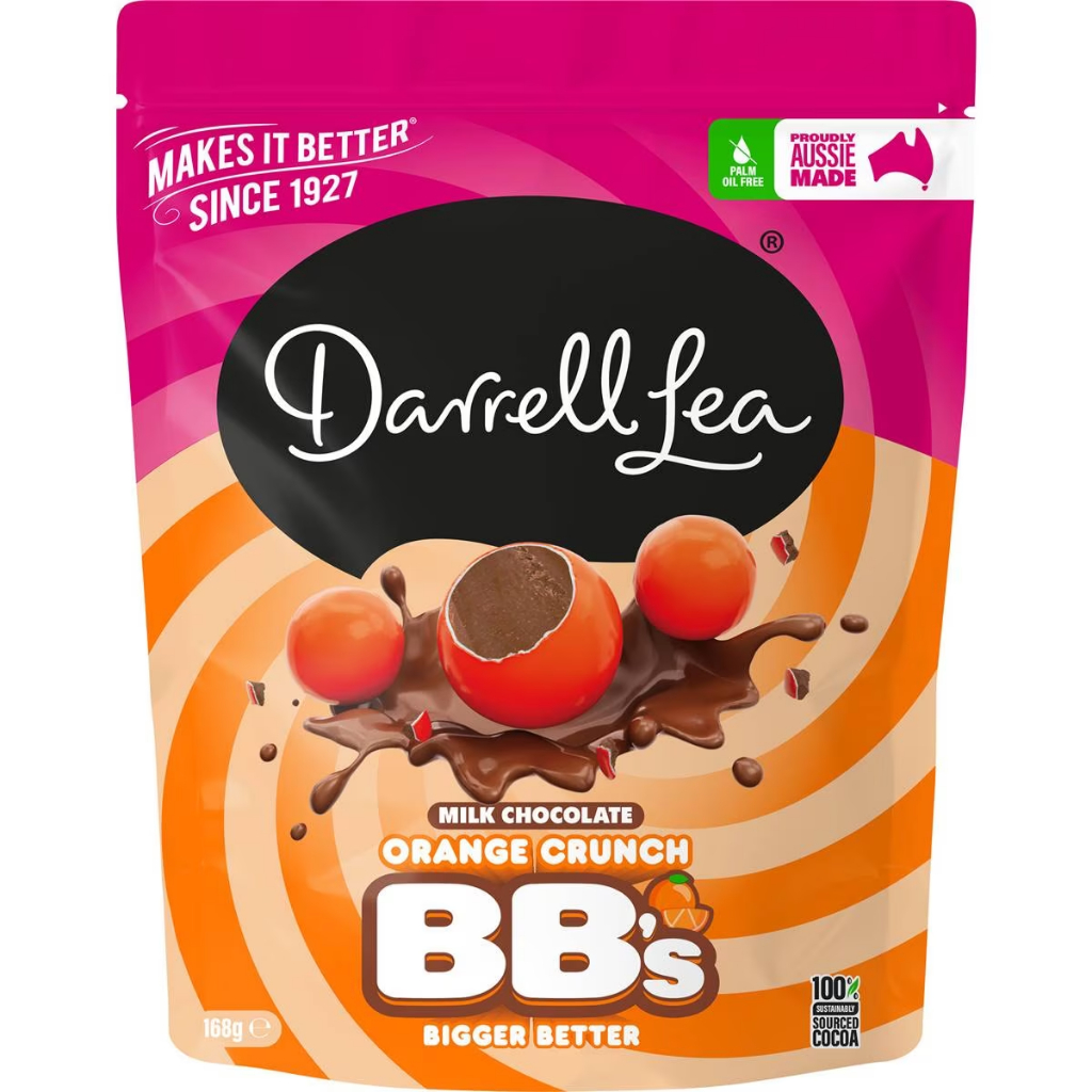 

Darrell Lea Orange Crunchy Milk Chocolate BB's Australia