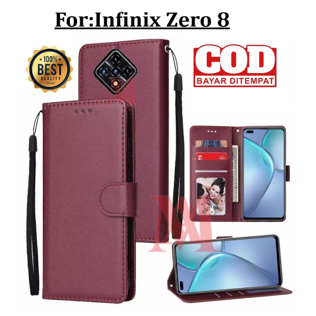 Infinix Zero 8 Leather Flip Cover Wallet Case Kulit - Casing Dompet Case Wallet Leather Flip Infinix
