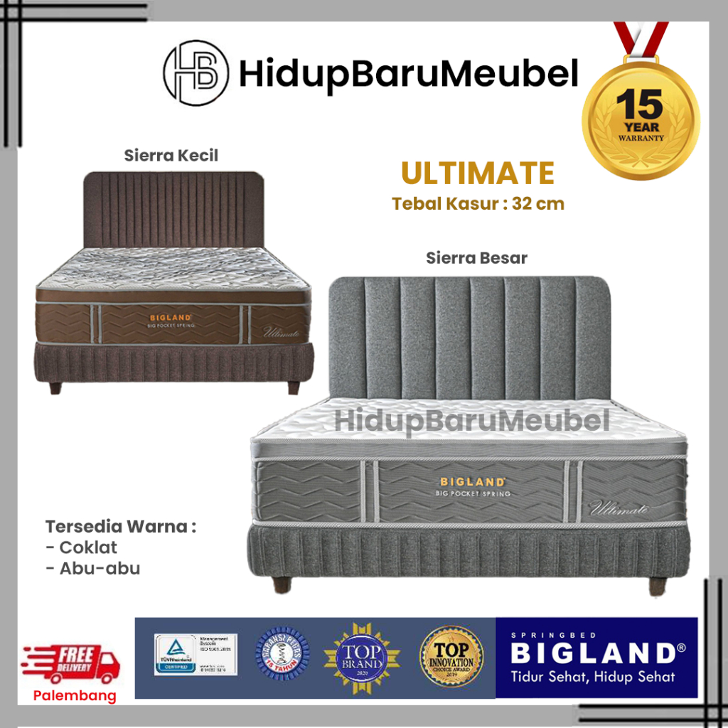 Spring Bed Bigland ULTIMATE T 32 / Springbed Kasur Matras Pocket Plush Top Tebal / Promo Kasur Matra