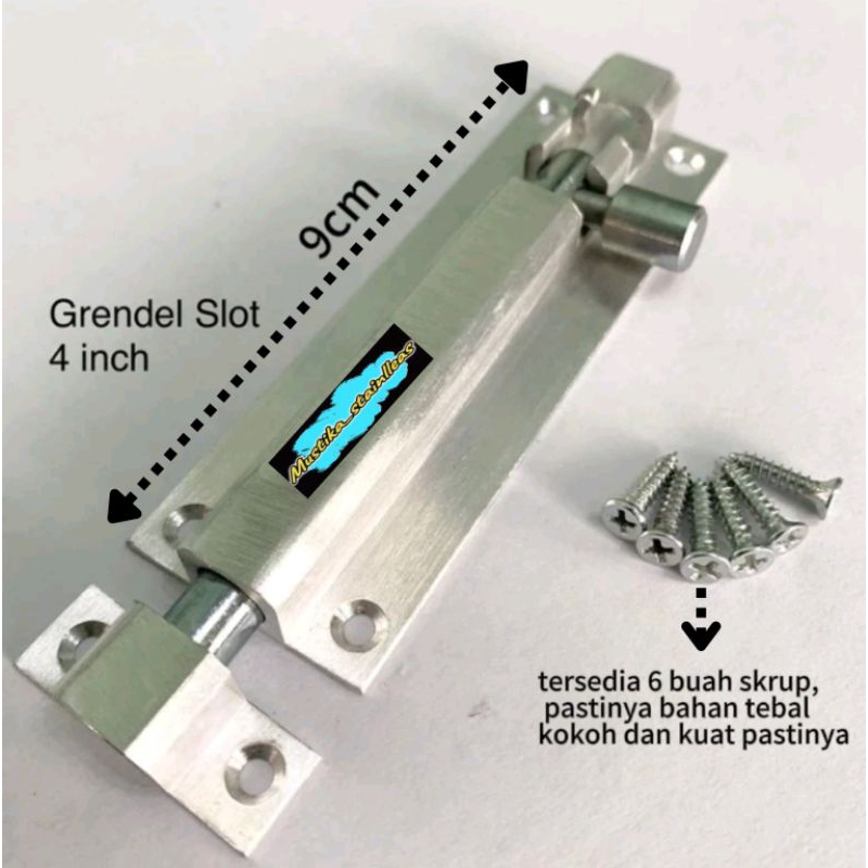Grendel slot pintu | kunci pintu kunci jendela aluminium 4 inc anti karat | kunci pintu