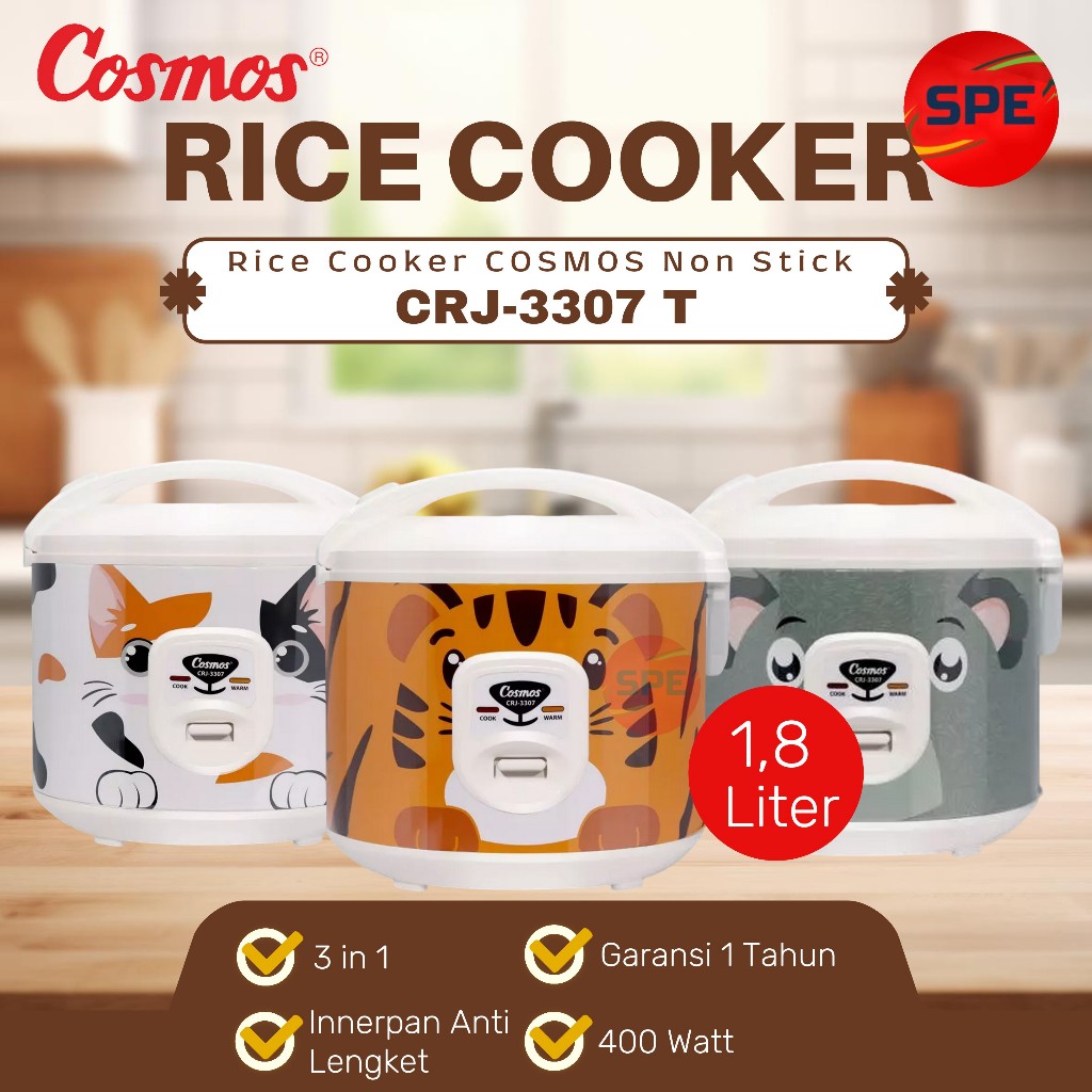 Rice Cooker COSMOS / Magic Com COSMOS CRJ-3307 / CRJ3307 / CRJ 3307 / 1,8 Liter