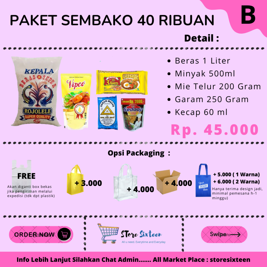 

Paket sembako Murah 40 Ribuan B / Paket Sembako Murah