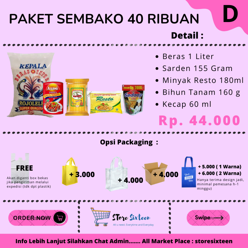 

Paket Sembako Murah 40 Ribuan D / Paket Sembako Murah