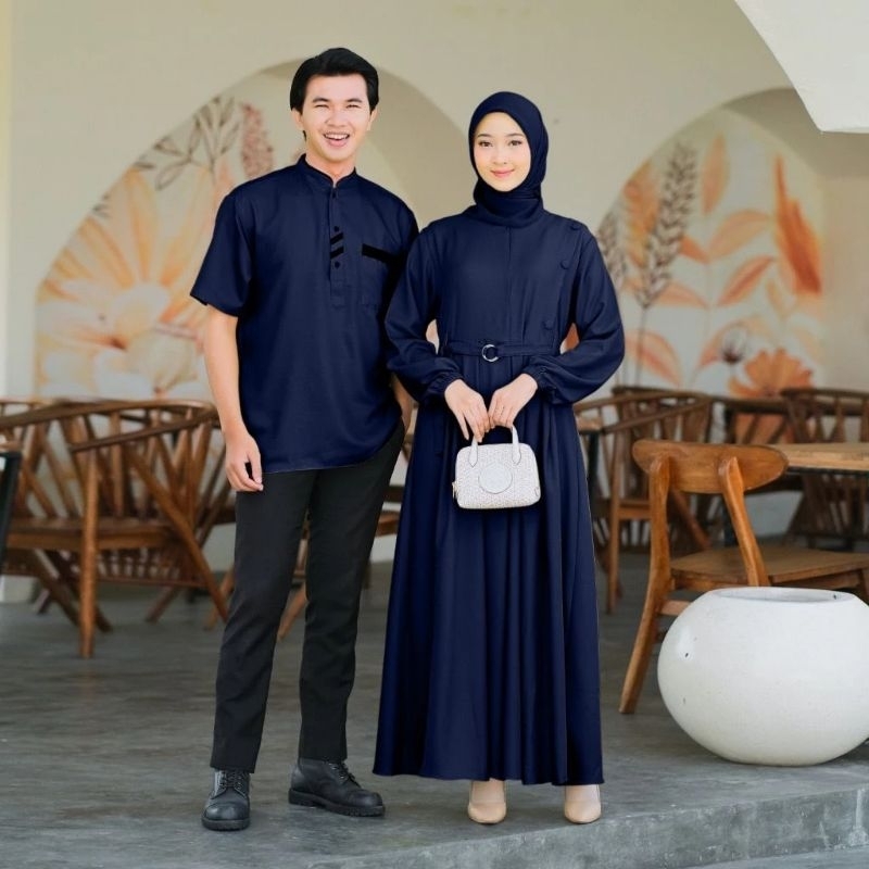 (NEW) Baju Gamis Dress Koko Kurta Couple Busui Koko Pasangan Lebaran Kondangan Nikahan Wanita Syari 