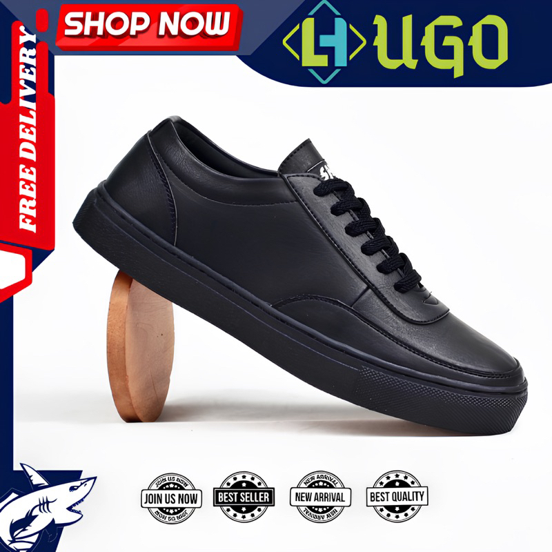 HUGO Sepatu Formal Pria Casual Resmi Formal Pantofel Hitam Trendy Kerja Original ROVIR882