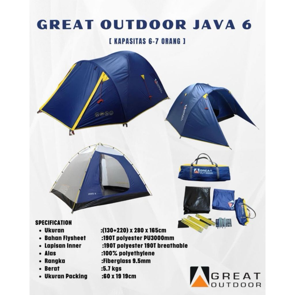 Tenda Great Outdoor Java 6 / Double Layer (Kapasitas 6 orang)