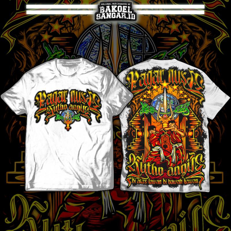 Kaos Pagar Nusa KUTHO ANGIN ( A2 FULL PUNGGUNG ) Seri Putih Kaos Pagar Nusa Nganjuk Kaos Pagar Nusa 