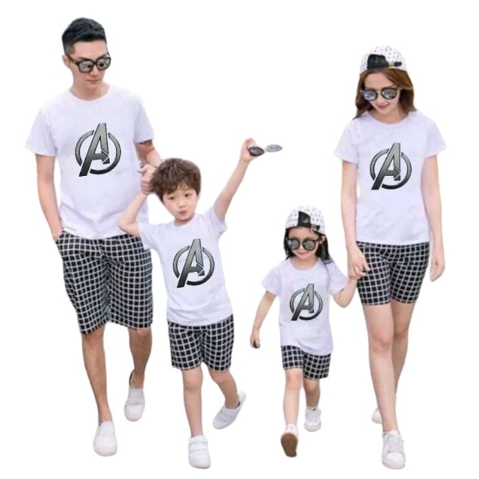 kaos anak dan dewasa sampai BIG SIZE A *avangers PUTIH : kaos couple keluarga cotton combed pria wan