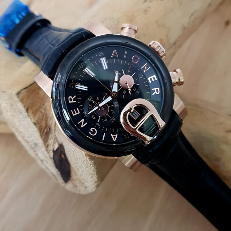 jam tangan pria AIGNER BARI ori bm batrai strap leather