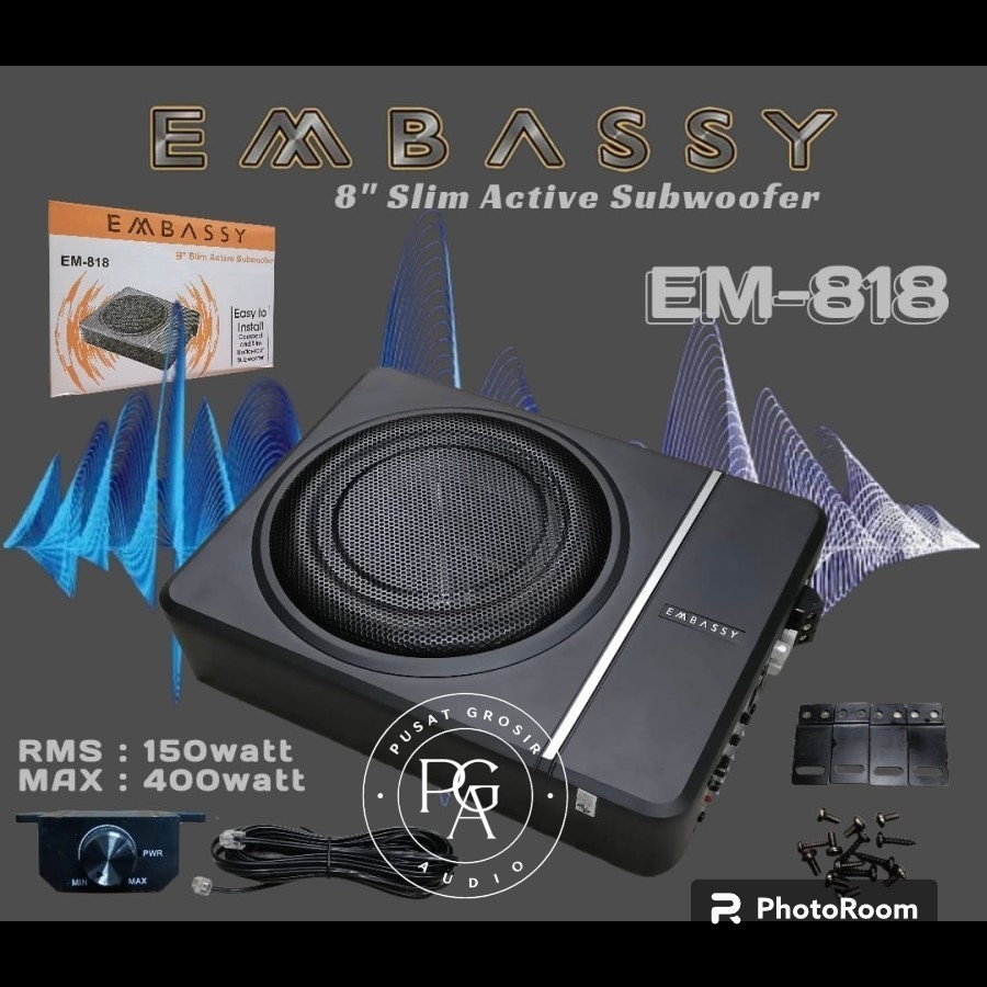 SUBWOOFER KOLONG EMBASSY EM 818 BASS KOLONG MOBIL