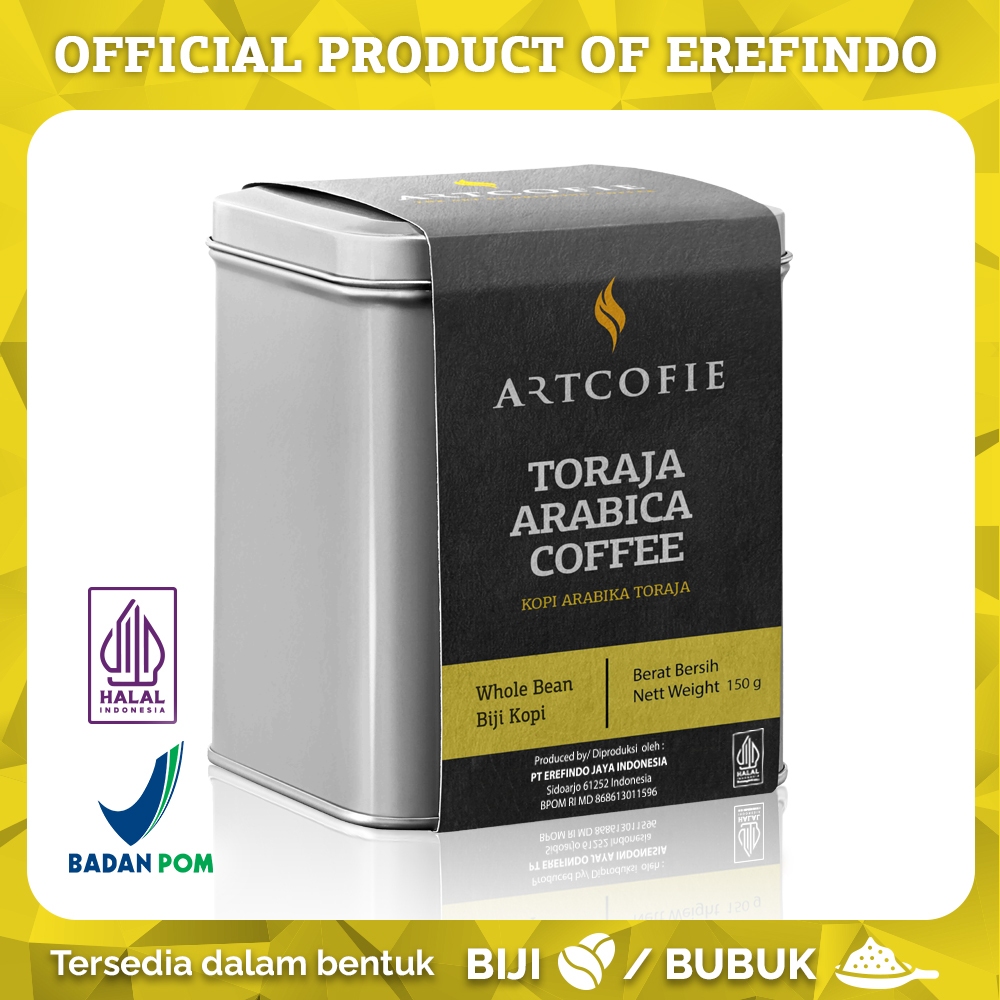 

Artcofie Kopi Toraja Arabica Tin Box Biji / Bubuk 150gr