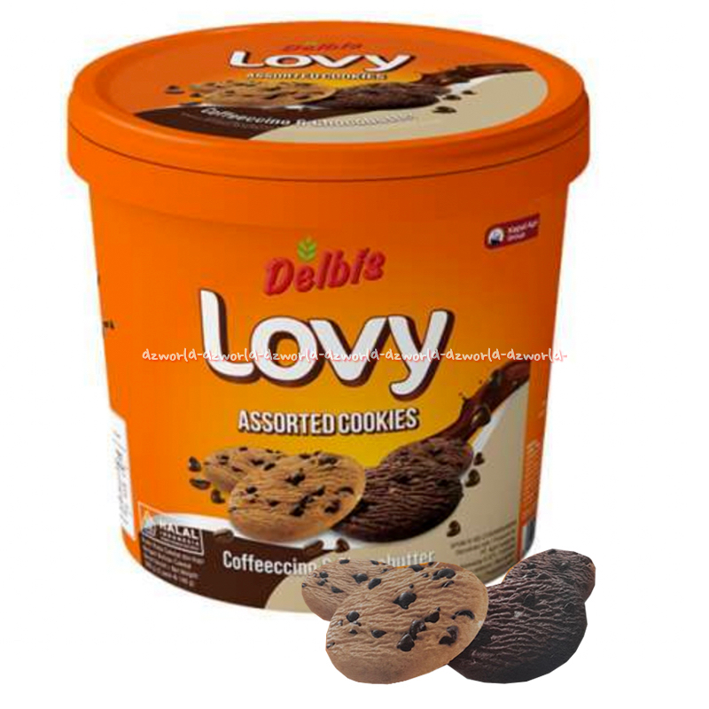 

Delbis Lovy 280gr Assorted Cookies Biskuit Coklat Kemasan Kaleng Coffeeccino & Chocobutter Lovi Cokis