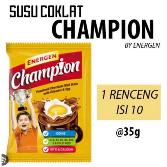 

Energen Champion Campion Susu Coklat 4 in 1 ( 1 gantung isi 10 + GRATIS 1 bungkus )