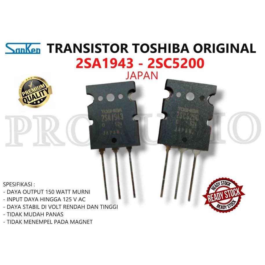TRANSISTOR TOSHIBA C5200 A1943 C 5200 A 1943 MADE IN JAPAN 1 SET ORIGINAL