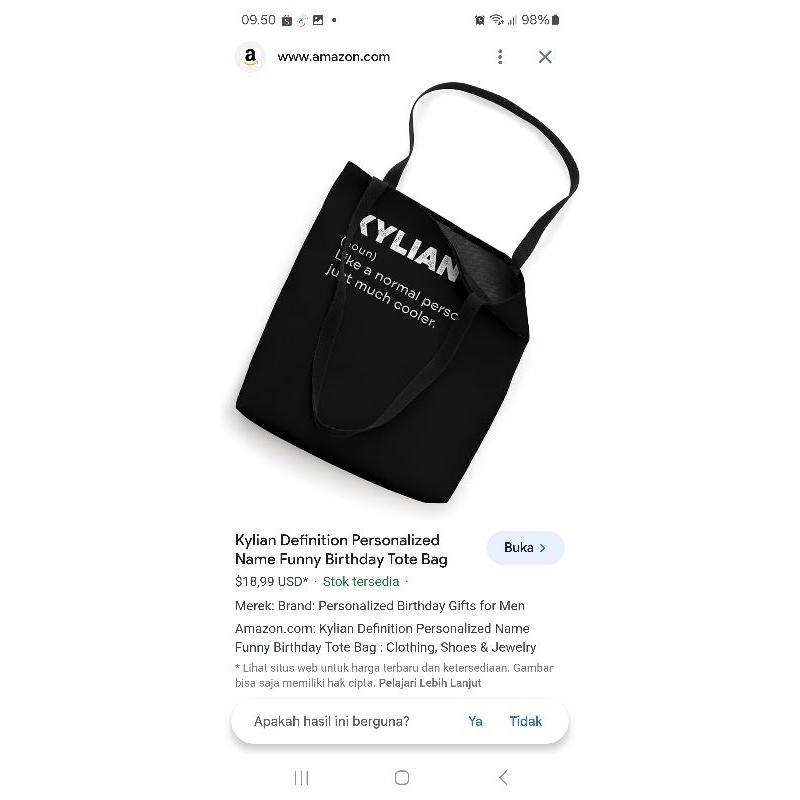 KYLIAN Tote Bag Tas Bahu muat laptop
