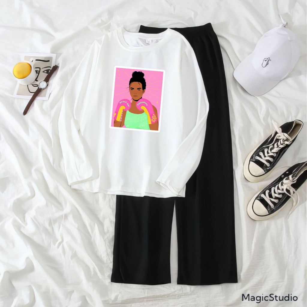 Choice Ali - Setelan Baju Lengan Panjang Wanita Remaja Hijab Women Boxing