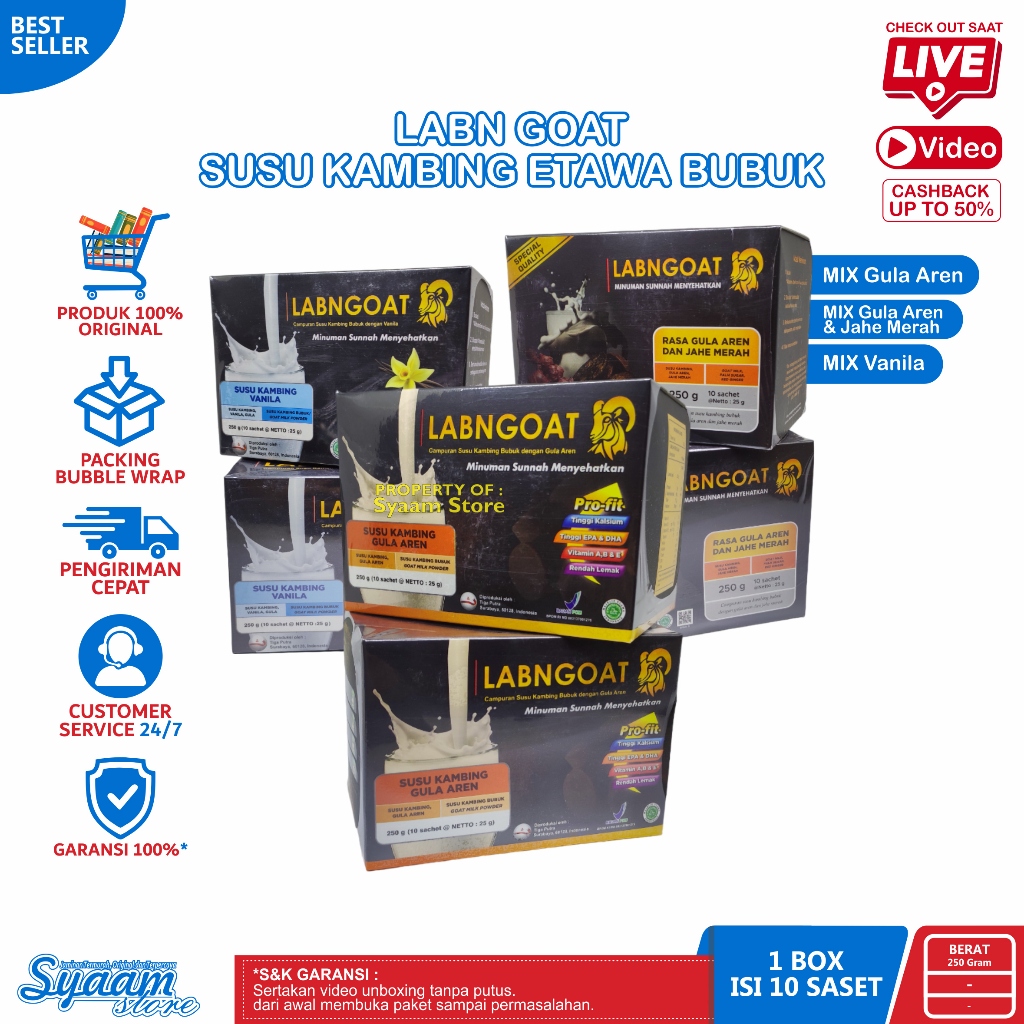 

Labn Goat Susu kambing Etawa Dengan Gula Aren / Labn Super LabnGoat 1 Box Isi 10 Sachet