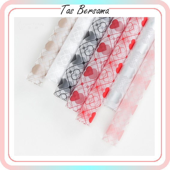 

[20 LEMBAR] Flower Wrapping Paper Kertas Bunga Cellophane Transparant Motif Love KB6104