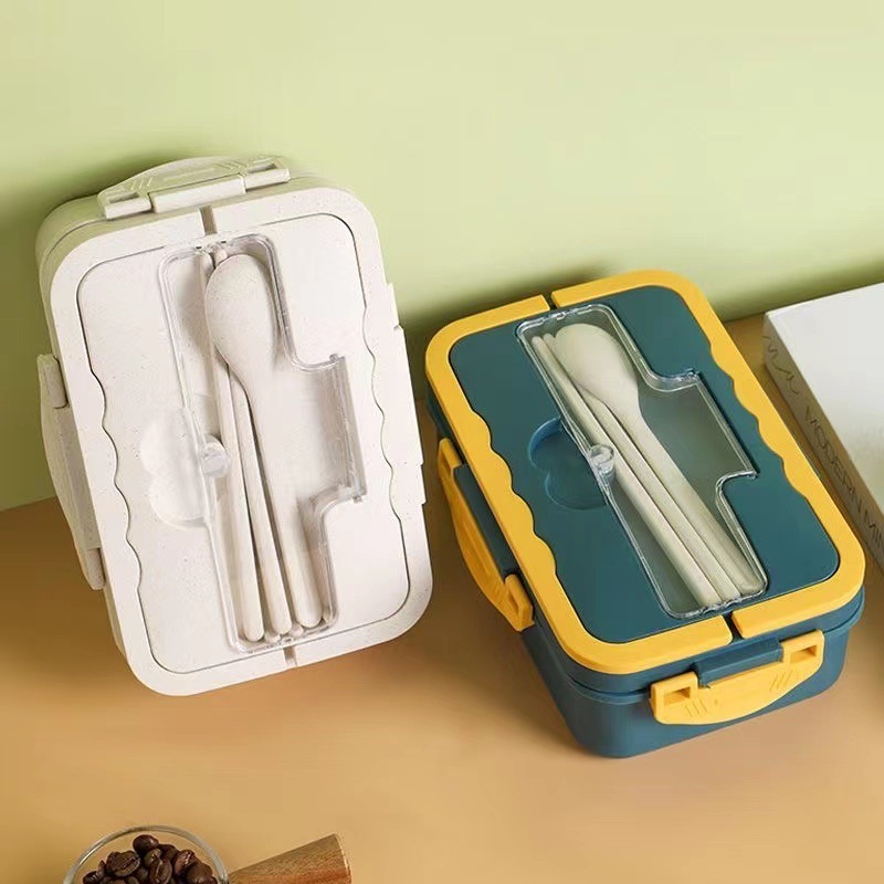 Diamond home Lunch Box  3 Grids Kotak Bekal Box Tempat Makan dengan Sendok dan Garpu