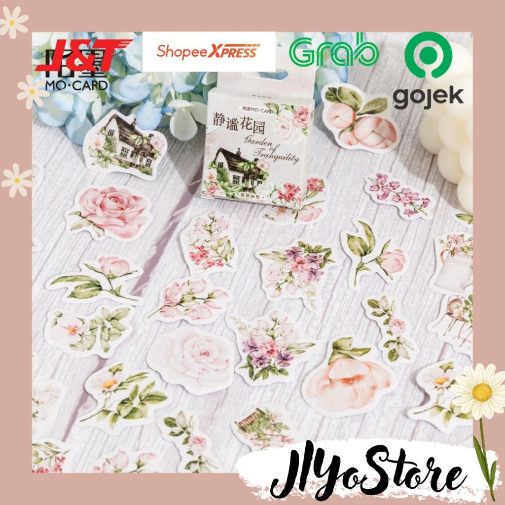 

46pcs Stiker Sticker Garden Shabby Chic Bujo Jurnal DIY Journaling Scrapbook Planner Aesthetic Lucu