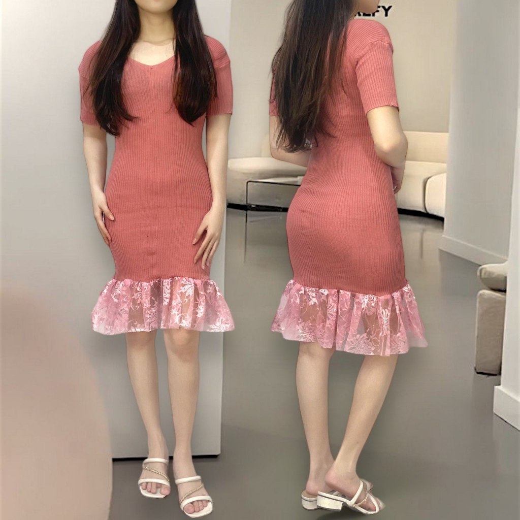 DF Dress Rajut Nori PREMIUM QUALITY UK Fit To L-XL LD 100CM-120CM PJ 105CM Dres Rajut Wanita Selutut