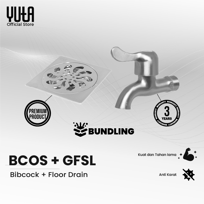 YUTA Bundling Kran Tembok BCOS & Saringan Air Kamar Mandi DFSL