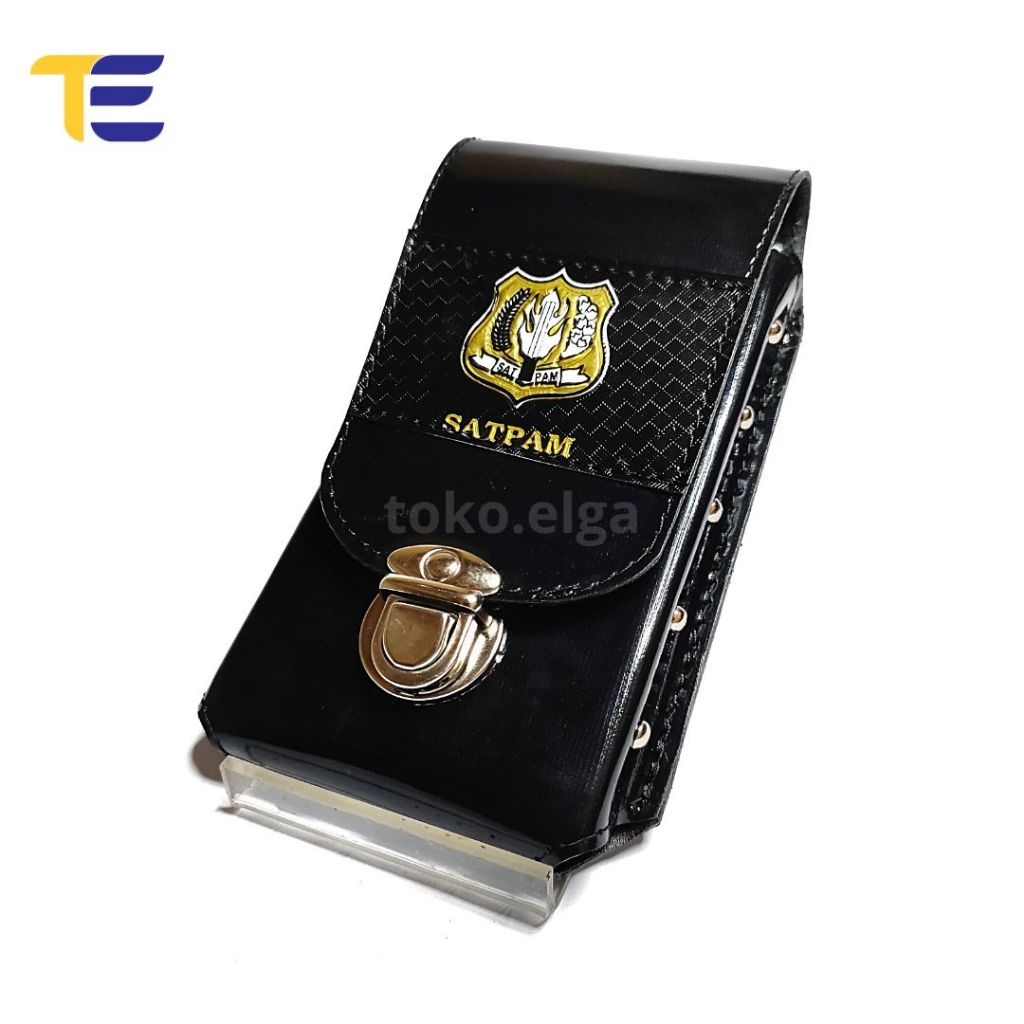 Sarung Hp Satpam Security Kulit Hitam Kilap